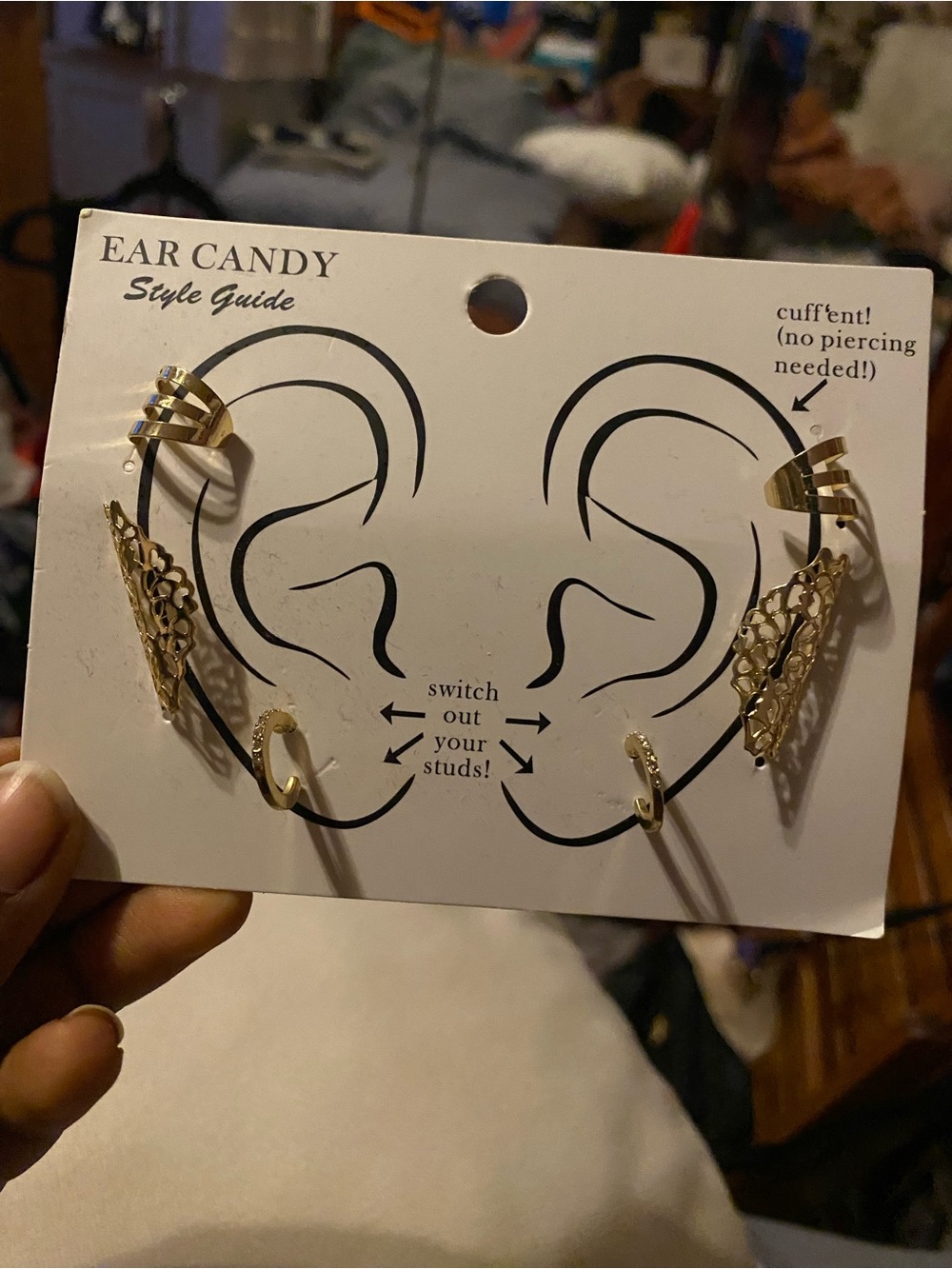 Ear candy ear cuff Gold tone set